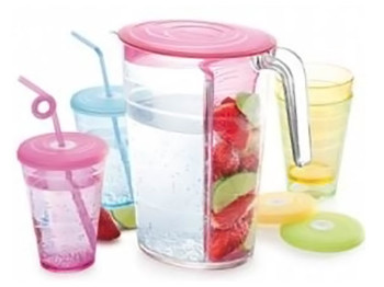 Глечик myDRINK 2,5л і 4 склянки 400мл з кришками блакитний 83352