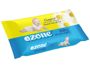 Вологі серветки дитячі "OZONE" "З екстрактом ромашки" 40шт