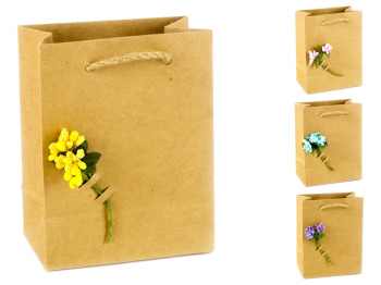 Пакет подарочный бумажный "Craft flower" 14x11x6.5см