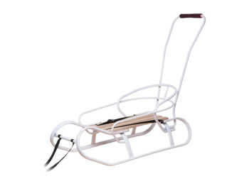 Санки детские со съемной спинкой и ручкой-толкателем Экспресс, белые, Vitan