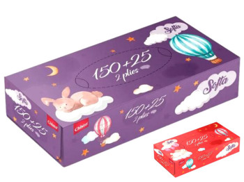 Салфетки косметические Softa Chisto Bunny, сухие, 2-х слойные, 175шт