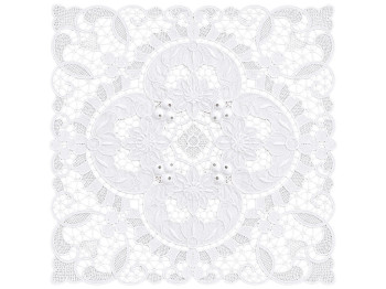 Серветка сервірувальна мереживна Lace Medallion, молочно-біла, 38×38 см