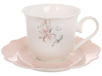 Набір порцеляновий Pink Orchid, чашка з блюдцем, 250мл