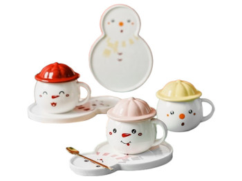 Чашка с блюдцем и ложкой Snowman 350мл