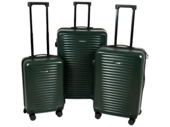 Чемодан с кодовым замком, пластик, металл, 20/24/28 дюймов, цвет зелёный (цена за набор 3шт)