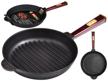 Сковорода-гриль чугунная Brizoll Optima-Bordo съемная ручка D26см, 50,2х27,1х5,6см О2640Г-Р2