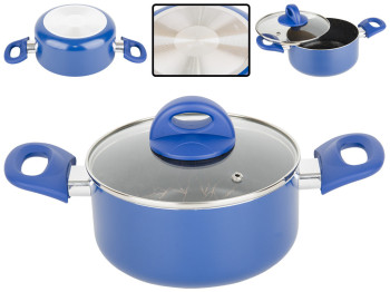Кастрюля с крышкой алюминиевая GUSTO покрытие WEILBURGER синяя 2л D18см GT-2408-18/1