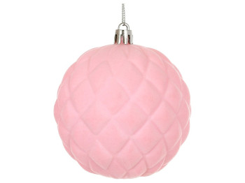 Шар елочный Ромб с флоковым напылением, пластик, диаметр 8см, цвет розовый