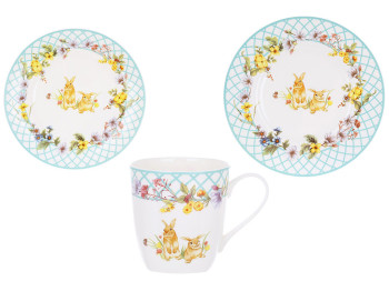 Набор фарфоровый, тарелка D27,5см/D20,5см, чашка 350мл (цена за набор 3шт)