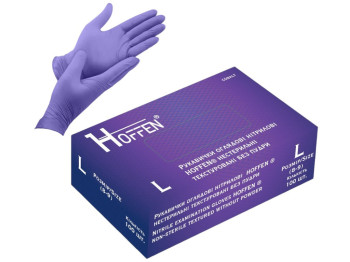 Рукавички нітрилові L Hoffen, нестерильні, текстуровані, 3,5 г, колір фіолетовий, 50 пар/уп