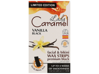Воскові смужки для депіляції обличчя та зони бікіні Lady Caramel Vanilla Black Edition, 12 шт