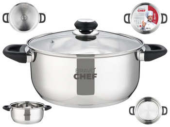 Кастрюля Bravo Chef L"Appetit, с бакелитовыми ручками, 24см, 5л, 6900068378032