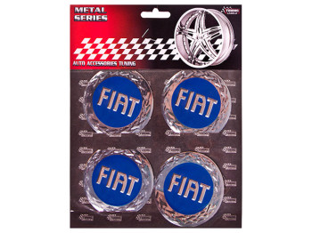 Наклейки на колпаки FIAT, синие, диаметр 6см (цена за набор 4шт)