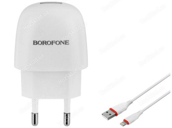 Мережевий зарядний пристрій Borofone BA49A Lightning 2,1A Колір Бiлий
