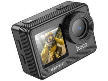 Екшн-камера Hoco DV103, 4K, 12Мп, 900мАг, Micro HDMI, Micro SD, Type-C, 115×230×60мм, колір чорний