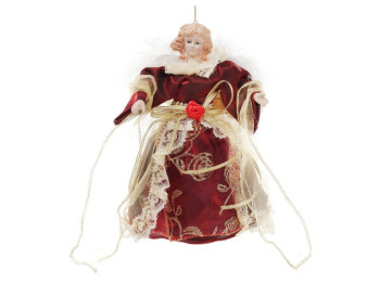 Верхушка на елку Ангел, 17,5см, цвет - бордо