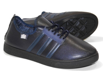 Ботинки спортивные мужские синие, на меху (42 р., маломерят)