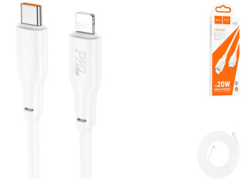 Кабель USB Hoco X93 Force PD20W Type-C to Lightning 2м, Колір Бiлий