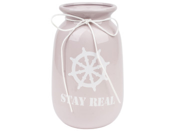 Ваза керамічна "Stay Real" 14,5х14,5х23см колір попелясто-рожевий, в картонній коробці