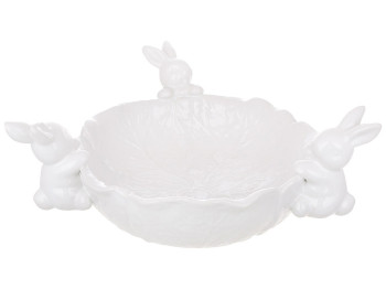 Пиала керамическая Зайки с капустой, 1,5л, цвет - белый