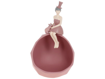 Подставка для украшений Девочка с кошкой, 32см, цвет – розовый