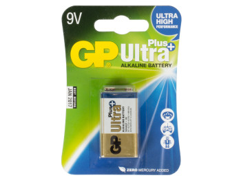 Батарейка алкалінова GP Ultra+Alkaline 1604AUP, 6LR61, 6LF22, MN1604 9V (ціна за 1шт на блістері)
