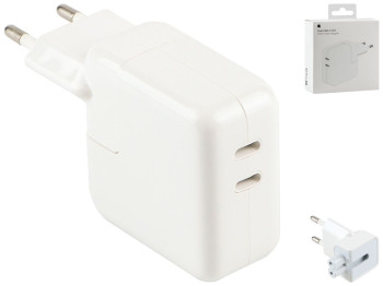 Сетевое Зарядное Устройство Apple Dual Type‑C PD25W+PD25W Total 50W 1:1 Цвет Белый