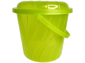 Відро з кришкою Хмаринка, поліпропілен харчовий, 6л, 23×21см, колір зелений