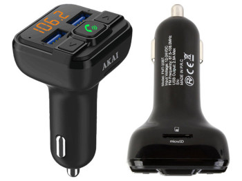 FM-модулятор Akai FMT-20BT USB(5В,2.9А)-Bluetooth(4.2)-MP3-WMA 87.5-108.0MHZ 12-24В