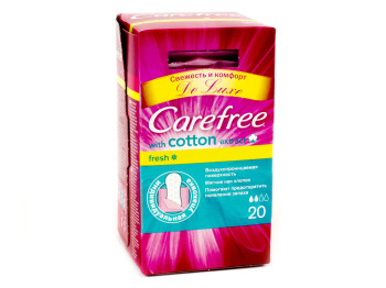 Прокладки ежедневные Carefree "Cotton extract Fresh" 2капли 20шт в инд. упаковках