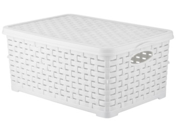 Корзина Basket Rotang, с крышкой, пластик, 7л, 28×19×12,5см, цвет белый