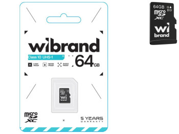 Карта Памяти Wibrand мicroSDHC 64gb UHS-1 10 Class Цвет Черный