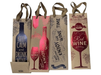 Пакет новорічний паперовий під пляшку Wine time, 12x36x9см