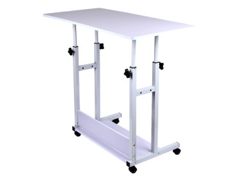 Стол компьютерный на колёсах, регулировка высоты, белый, 80×40×69-90см