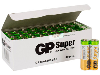 Батарейка алкалінова GP Super Alkaline, 1.5V, AA, LR6 (ціна за упаковку 40шт, 20 спайок по 2шт)