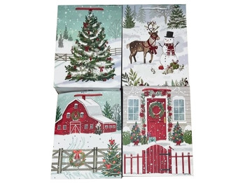 Пакет новогодний бумажный Christmas time M, 26x32x10см