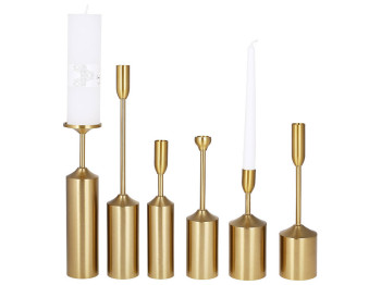Набір свічників, колір - золото, 39,5/28,5/28/26/25/20см (ціна за набір 6шт)