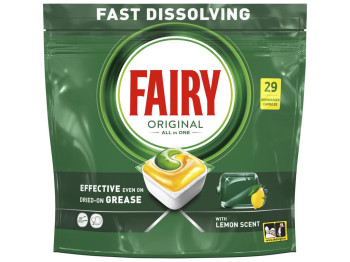 Капсули для посудомийних машин Fairy Original «Все в одному» з ароматом лимона, 29шт
