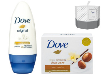 Набір подарунковий Dove "В обіймах ніжності" (антиперспірант 50мл, крем-мило тверде 100г)