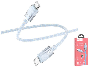Кабель USB Hoco U132 60W Type-C to Type-C 1,2м Цвет Голубой