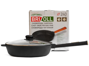 Сковорода чугунная Brizoll "Optima-Black" ст. крышка, съемная ручка D24см, 46,4х25х11,5см О2460-Р1-С