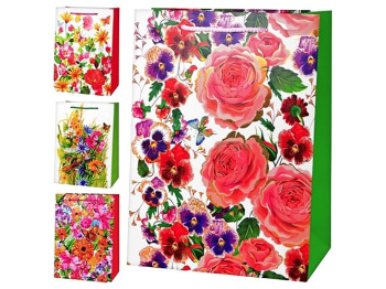 Пакет подарочный бумажный S Flowers, 18x23x8см