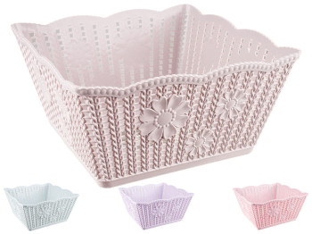 Фруктовница-плетенка пластиковая (расцветка ассорти) 21х21х11см