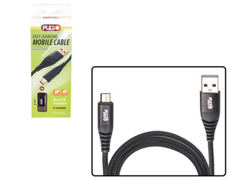 Кабель Pulso CC-4202M BK, USB - Micro USB 3А, 2м, black (быстрая зарядка/передача данных)