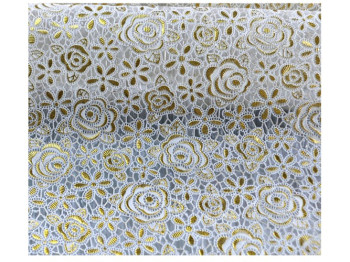 Клеенка виниловая ажурная "Lace" с золотом 1,37x20 метров (цена за рулон)