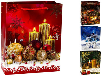 Пакет подарочный бумажный Christmas candle L 31х12х42см