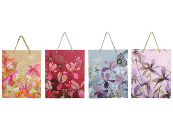 Подарочный пакет Floral, 26×32×10см (4 дизайна, цена за 1шт)