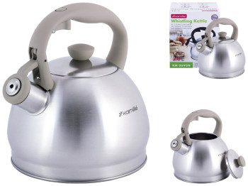 Чайник Kamille из нержавеющей стали со свистком, 2л, серый