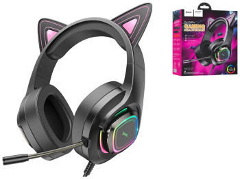 Ігрові Навушники Hoco W107 Cute Cat Ear Рожевий