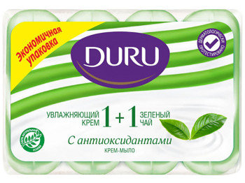 Мило Duru 1+1, з екстрактом зеленого чаю та кремом, 80 г (ціна за 4 шт)